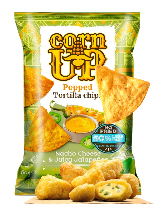 Nachos Corn Up sabor Jalapeños rellenos de Queso | Sin Gluten 60g.