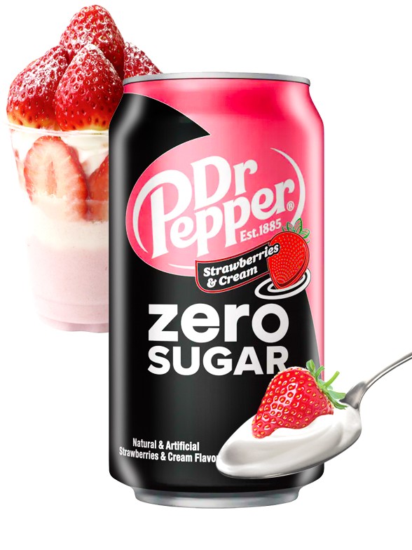 Dr. Pepper Fresas con Nata | ZERO 355 ml.