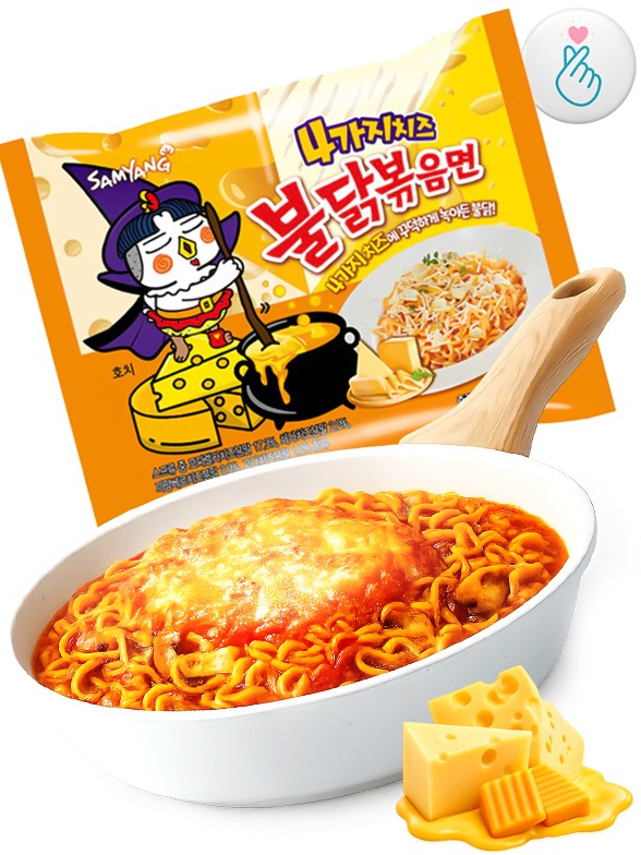 Fideos Ramen Coreano Salteado Wok 4 Quesos | Buldak 145g. | Edición Japonesa