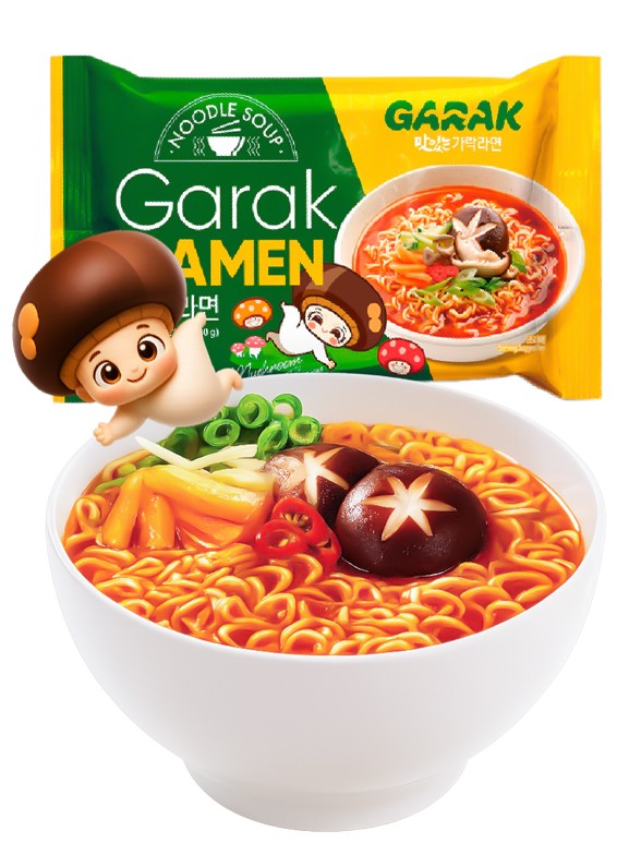 Fideos Ramen Coreanos Sabor Setas Shiitake | Garak 120g.