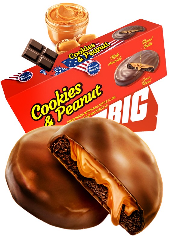Cookies Doble Chocolate y Crema de Cacahuete | American Bakery 96g.