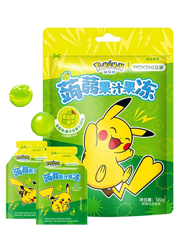 Gelatina de Konjac Pokémon sabor Uva Verde 25g.