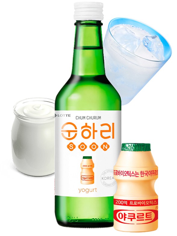 Licor Coreano Soju Sabor Yogur Yakault | Chum Churum 350 ml.