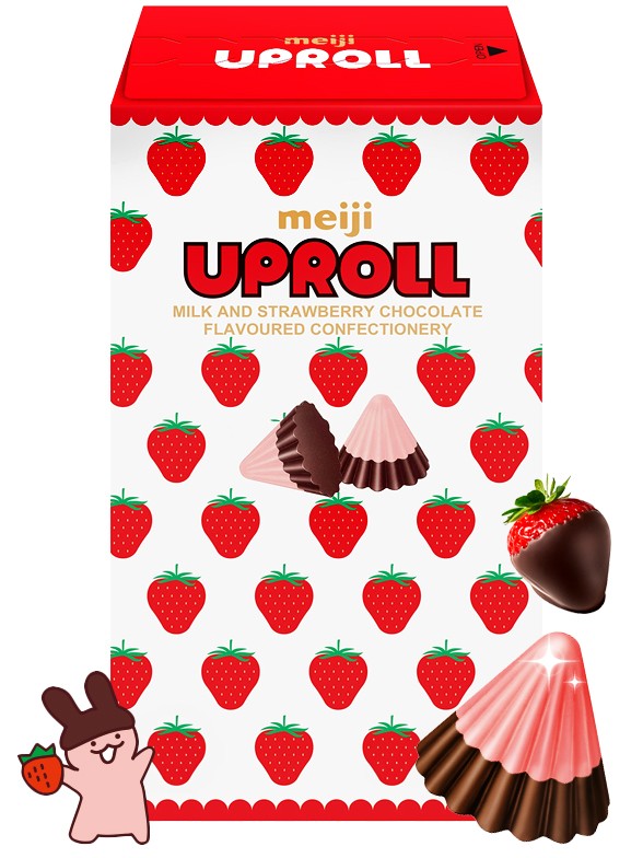 Bombones Chocolate y Fresas Batidas | Meiji Apollo 35g.