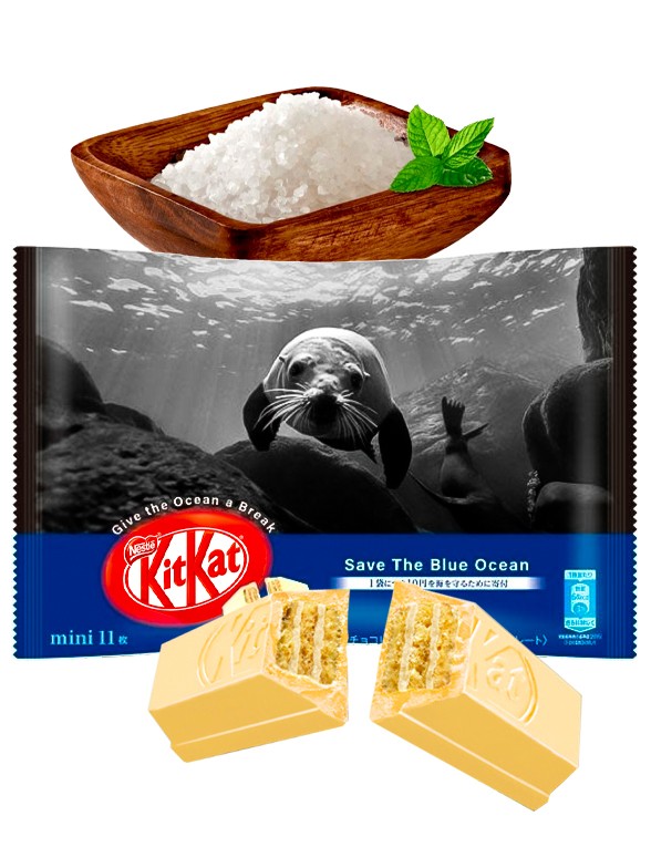Mini Kit Kats Sea Salt White Chocolate | Edición Salvar el Océano | 11 Unidades