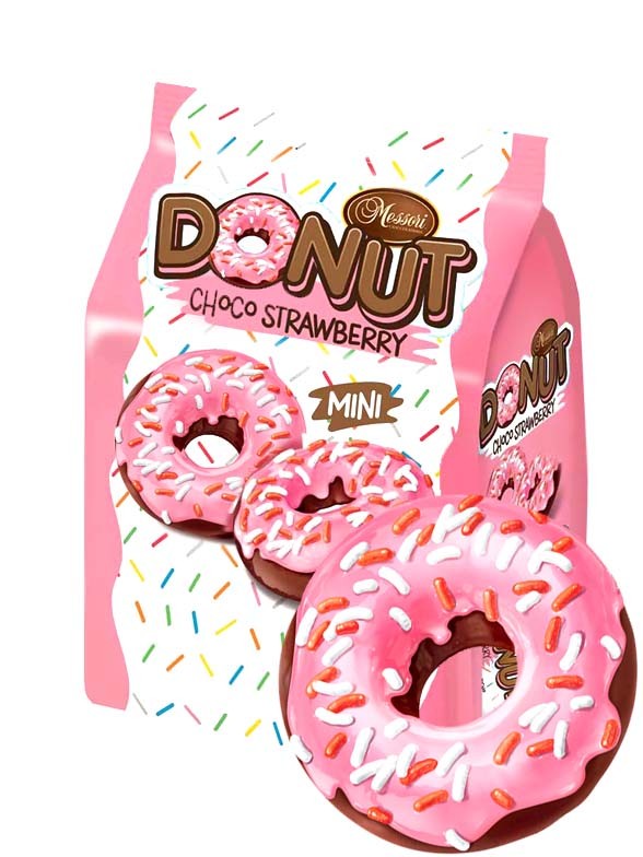 Mini Donuts Choco y Cobertura de Fresa | Messori Bakery Rainbow 90 grs