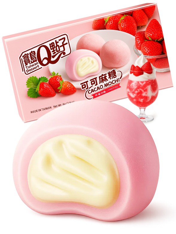 Mochis de Fresa con relleno de Chocolate Blanco | Cacao Mochi 8 Uds.