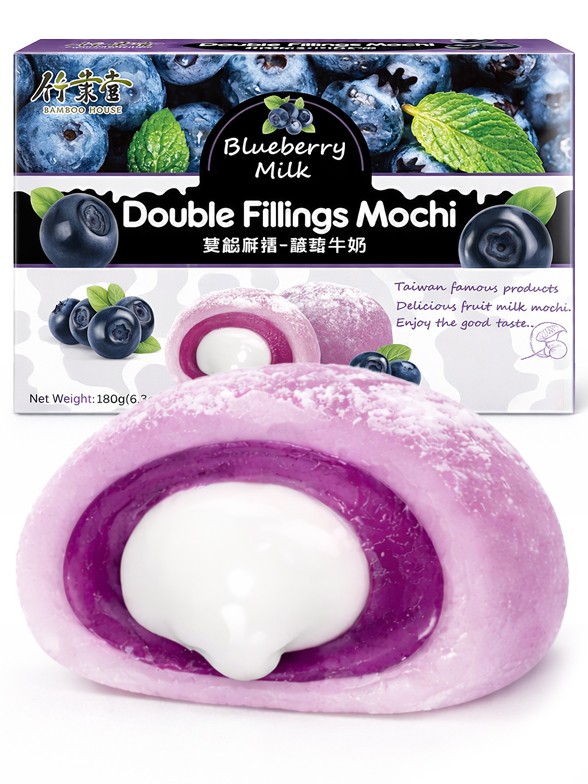 Mochis Doble Relleno de Arándano y Leche | Bamboo House 180g.