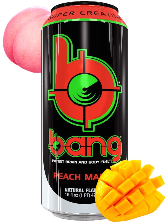 Bebida energética de Melocotón y Mango | Sin Azúcar | Bang 500 ml.