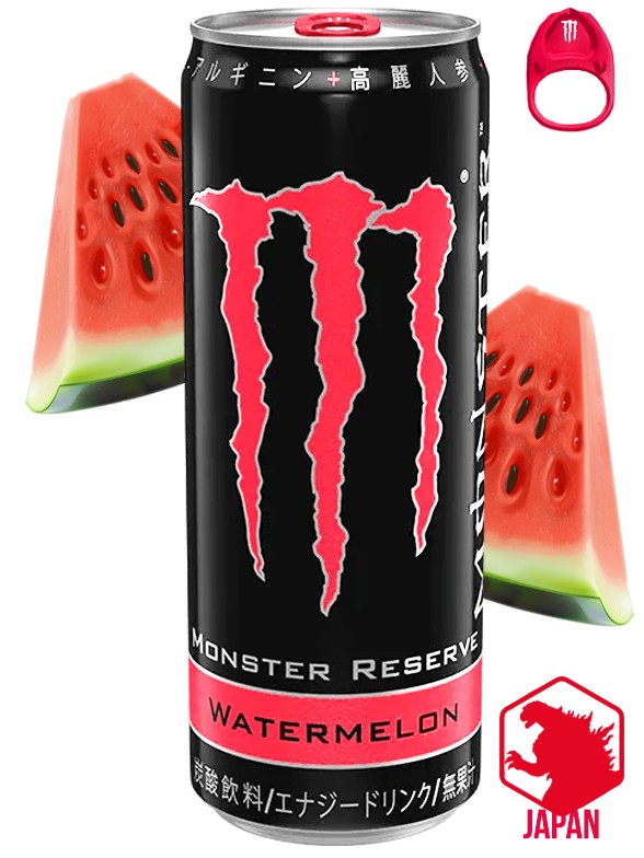 Bebida Energética Japonesa Monster | Reserve Watermelon | Anilla Roja 355 ml.