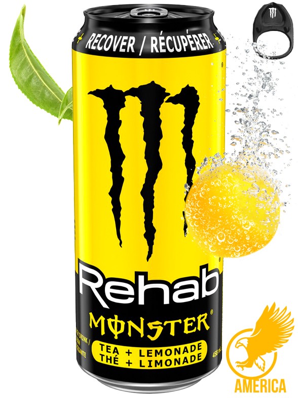 Bebida Energética Monster Rehab Recover Tea Lemonade | Anilla Negra | USA 458 ml.