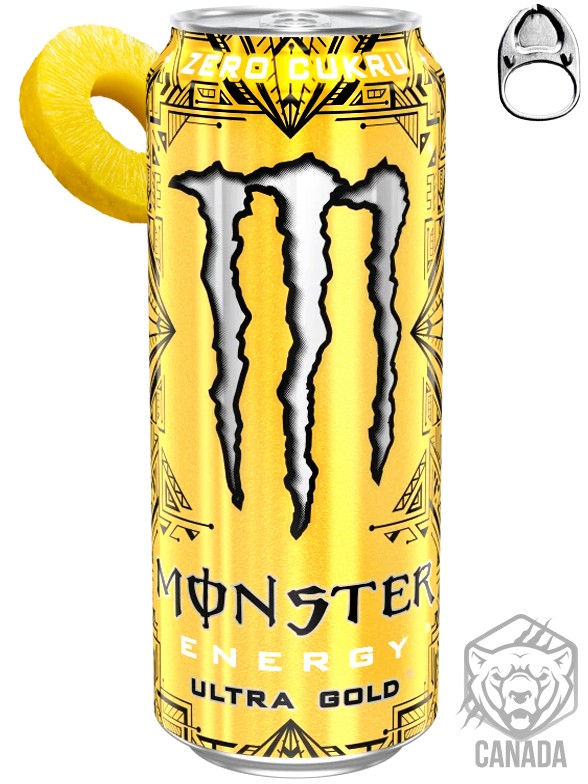 Bebida Energética Monster ZERO Ultra GOLD | Canadá | Anilla Plateada 473 ml.