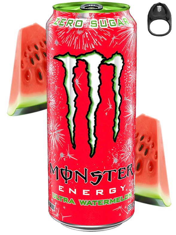 Bebida Energética Monster ZERO Ultra Watermelon | Anilla Negra | USA 473 ml