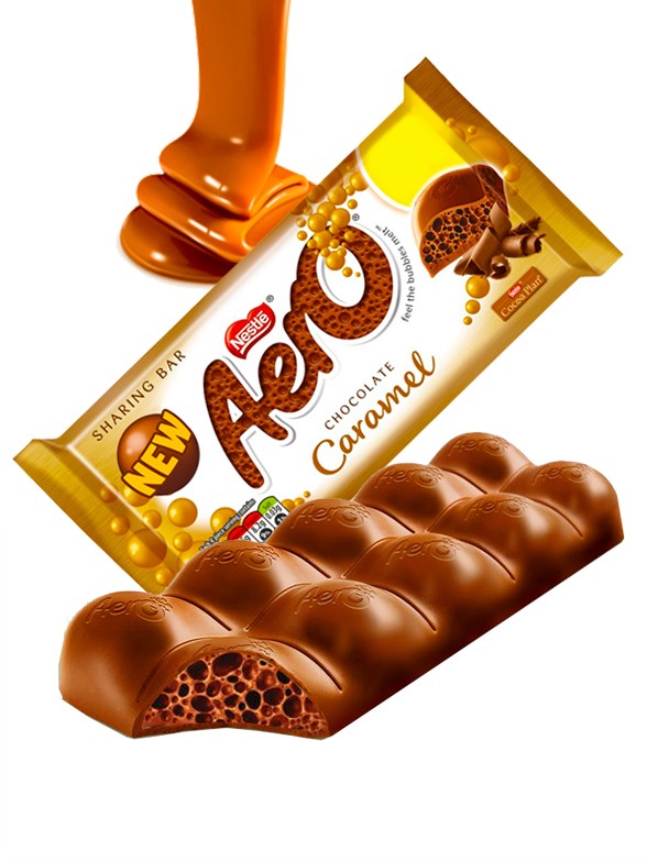 Chocolate Aero relleno de Mousse de Caramelo 90 grs.