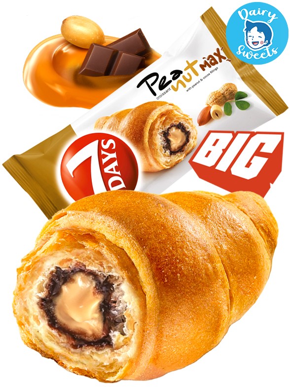 Cruasán Gigante de Chocolate y Crema de Cacahuete 80g.