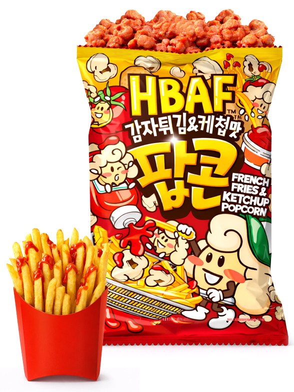 Palomitas Coreanos de Maíz Sabor Patatas Fritas con Ketchup | HBAF 80g.