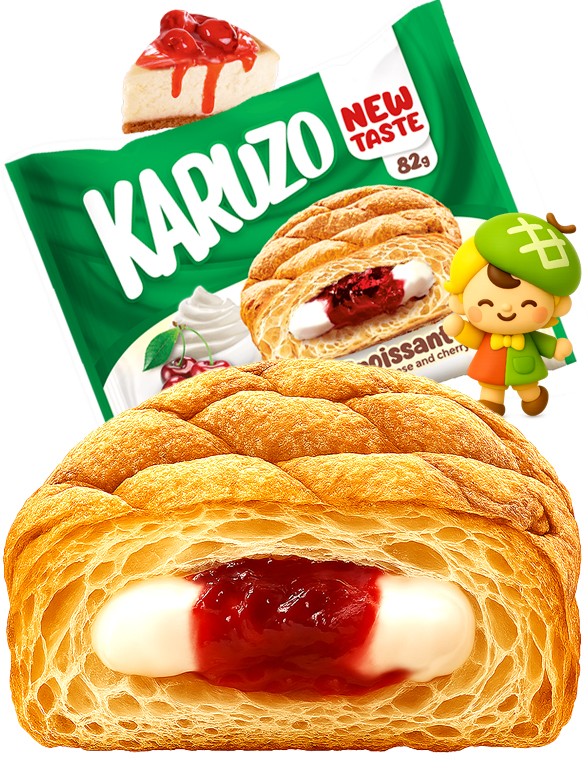 Bollo estilo Meronpan de Crema de Cheese Cake y Cereza 82g.