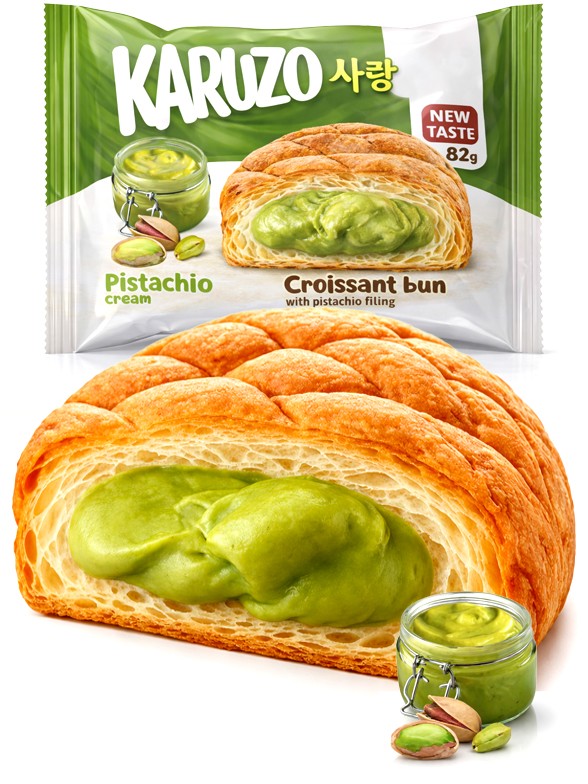 Bollo estilo Meronpan de Crema de Pistacho 82g.
