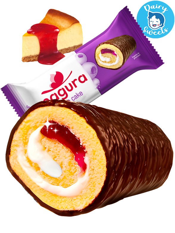 Cake Roll Choco, Crema y Mermelada Frutas del Bosque | Dairy Sweets 35g.