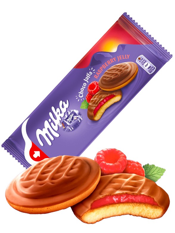 Pastelitos Jaffa Milka y Mermelada de Frambuesa 147g.