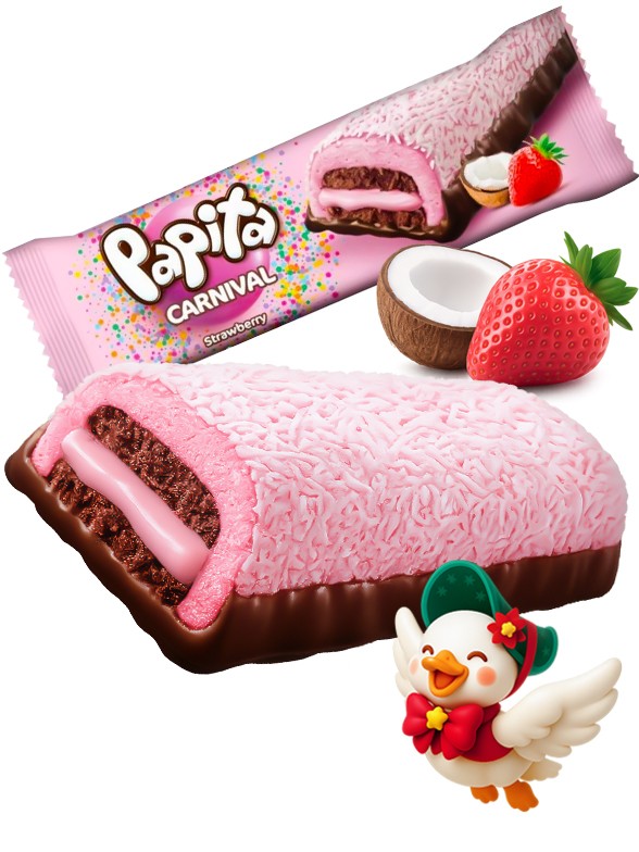 Bizcocho Carnival Choco con Marshmallow de Fresa y Coco 36g.