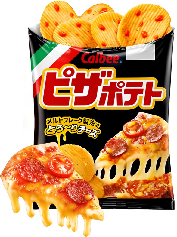Patatas Calbee Pizza con Queso Fundido 60g.