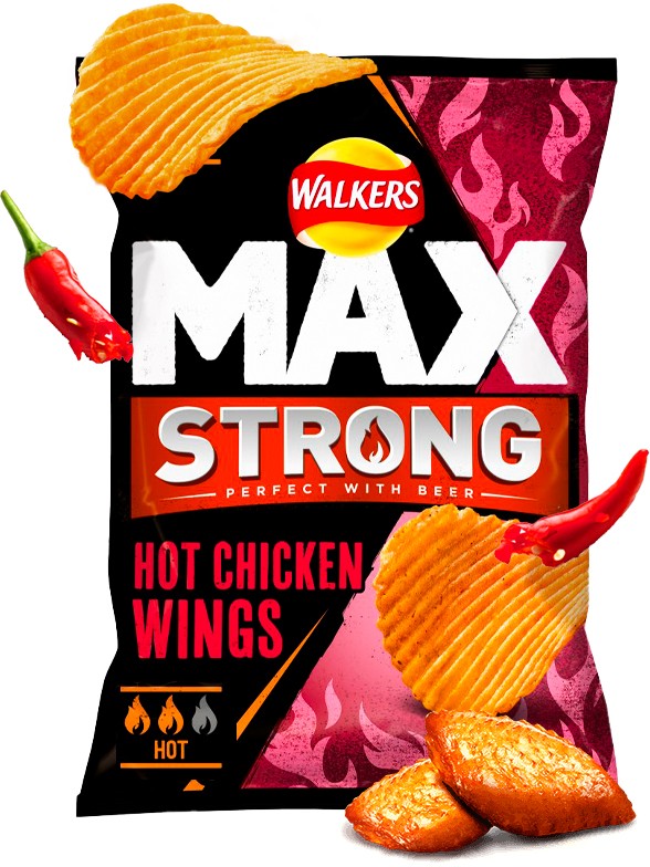Patatas Fritas Onduladas Walkers MAX Lays Alitas Picantes HOT 50 grs