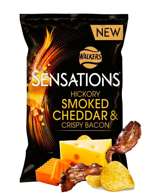 Chips Walkers Sensations Smoked Cheddar & Crispy Bacon 150 grs