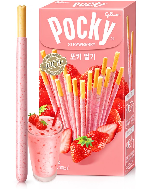 Pocky de Crema de Fresas Caramelizadas | Edición Coreana 41g.