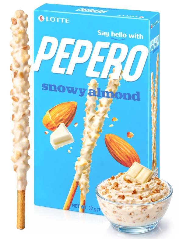 Pepero Lotte de Chocolate Blanco y Almendras 32g.