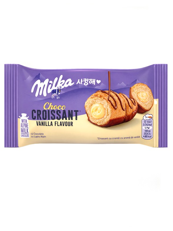 Cruasán de Crema Vainilla con Doble Chocolate Milka | Dulce Pascua 50g.