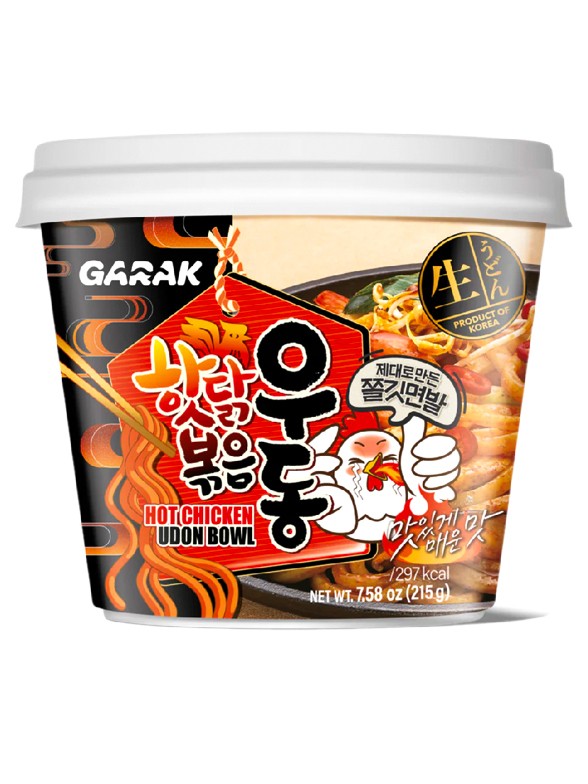 Fideos Udon Frescos Coreanos de Pollo Picante Bowl | Garak 215g.