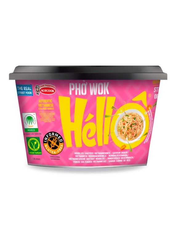 Wok Vietnamita Tallarines de Arroz y Ternera Pho Wok | 76g. | Sin Gluten