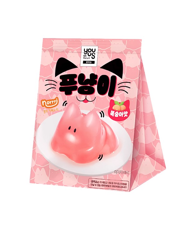 Pudding Coreano Gatito de Melocotón Rosado 90g.