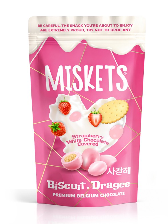 Grageas de Galletas y Chocolate Belga de Fresa | Miskets 80g.