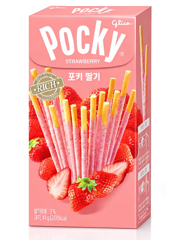 Pocky de Crema de Fresas Caramelizadas | Edición Coreana 41g.
