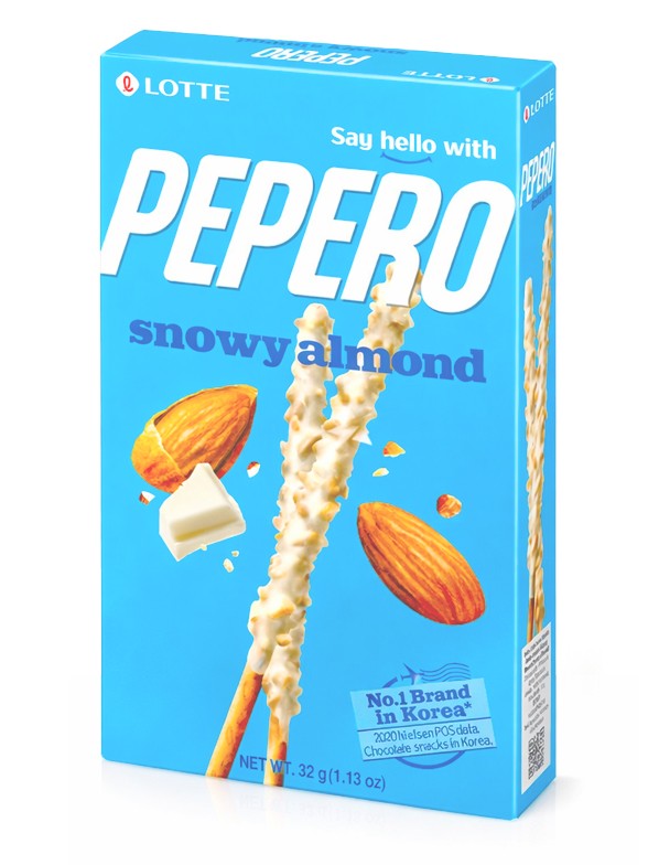Pepero Lotte de Chocolate Blanco y Almendras 32g.