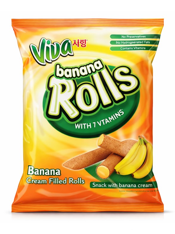 Roll Snacks rellenos de Crema de Banana 100g.