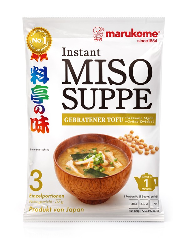 Sopa Instantánea de Miso y Tofu Frito | Marukome 3 Raciones