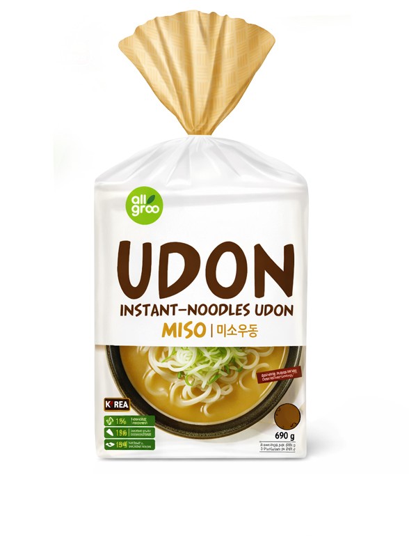 3 Raciones de Fideos Udon Coreanos con Miso y Tofu