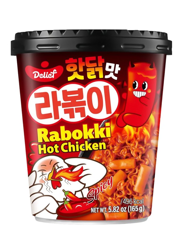 Fideos Ramen Coreanos con Topokkis de Pollo Picante | Rabokki Cup 165g.