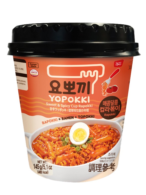 Ramen y Topokki Instantáneos con Salsa Dulce & Spicy | Yopokki 145g.