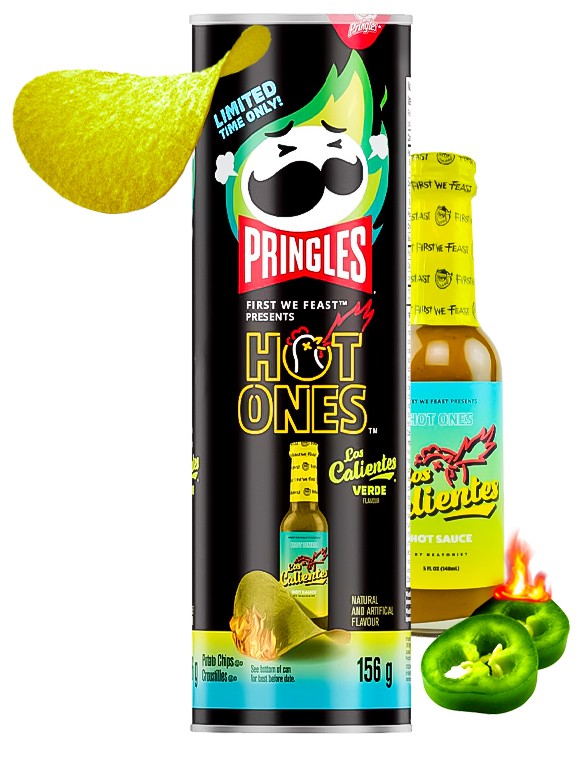 Pringles Hot Ones Sabor Salsa los Calientes Verde | Ed. Limitada 156 grs.