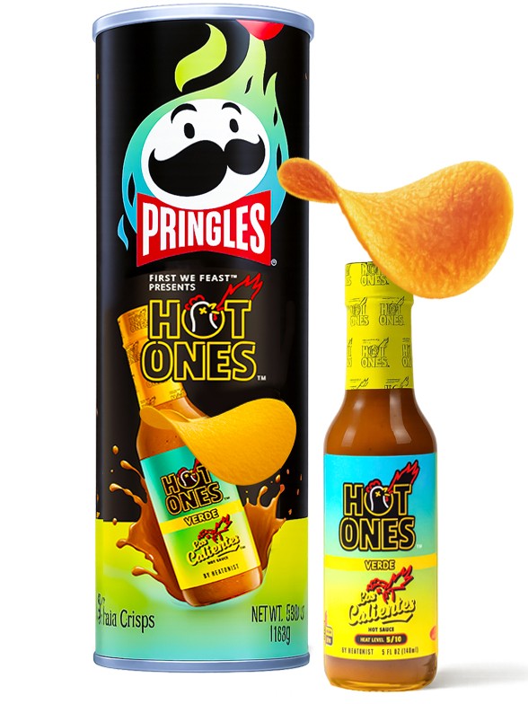 Pringles Hot Ones Sabor Salsa los Calientes Verde | Ed. Limitada 156g.