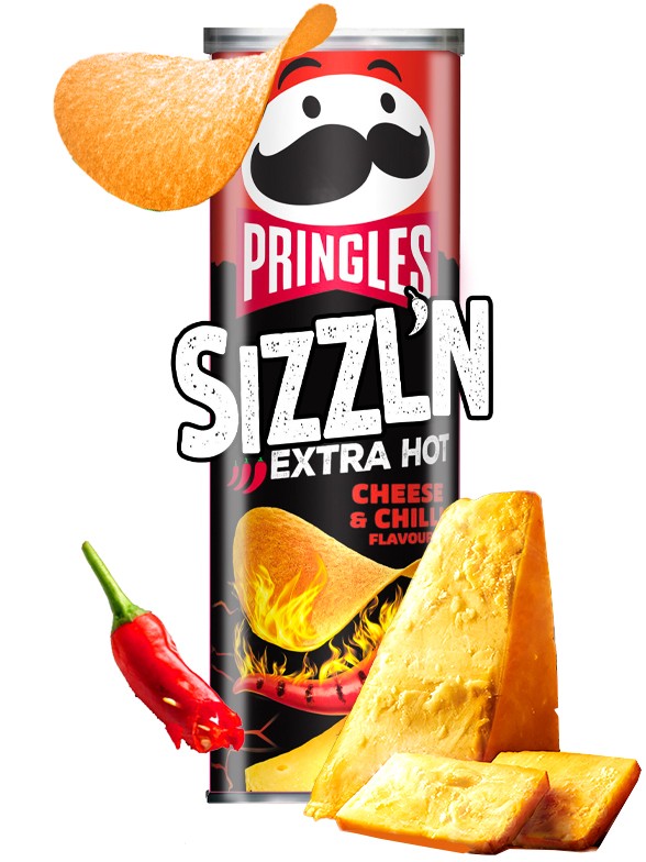 Pringles Sizzl'n Extra Hot Chili y Queso 180 grs. | Muy Picante