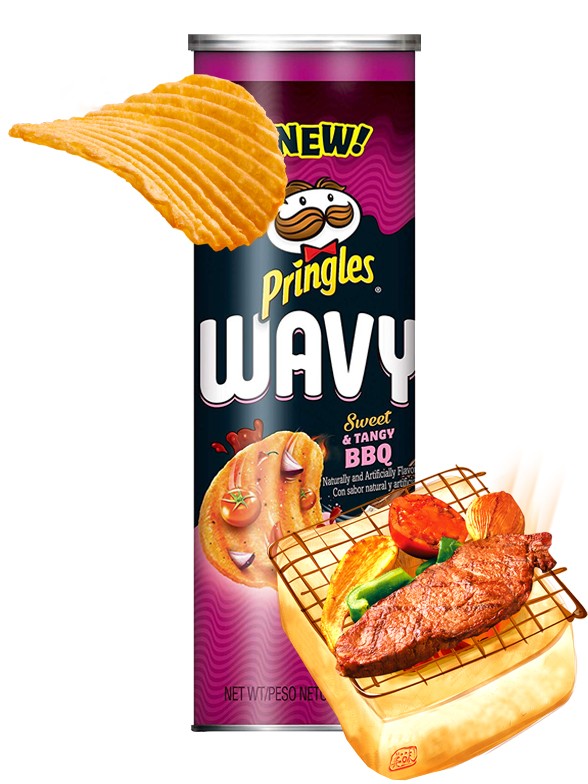 Pringles Onduladas Wavy Sabor BBQ Dulce y Picante 137 grs.