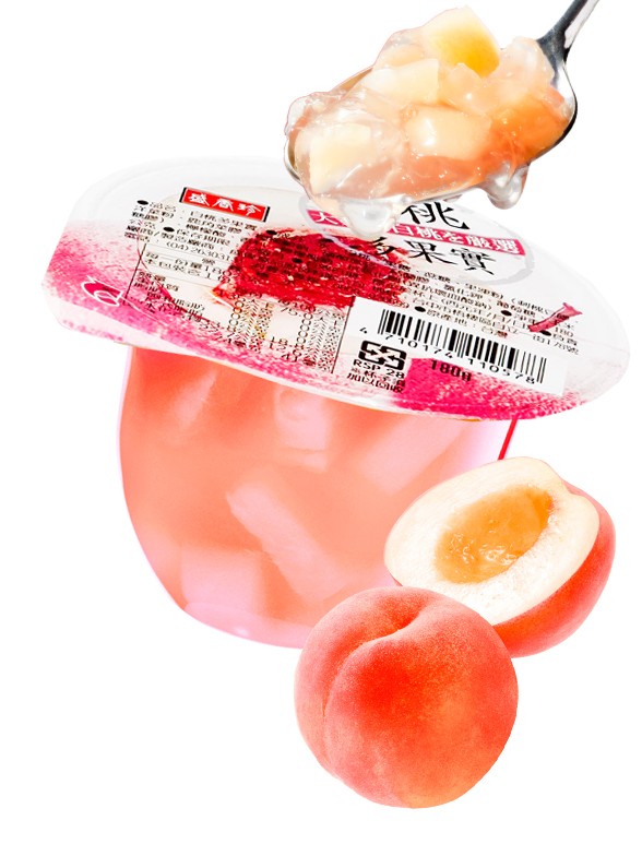 Gelatina Jelly con Melocotón Rosado Momo 180g.