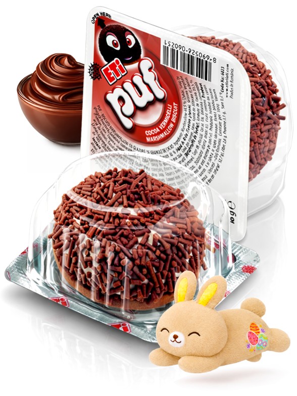 Marshmallow con Galleta y Virutas de Chocolate | Puf | Dulce Pascua 18g.