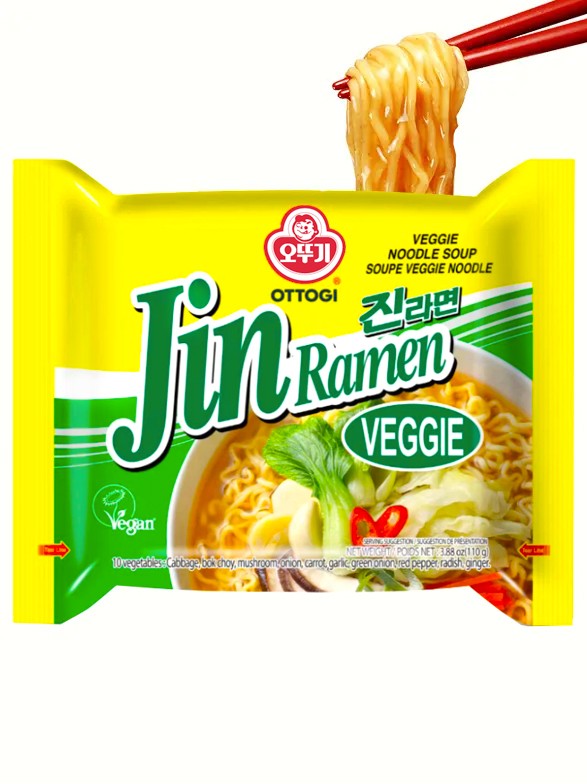 Fideos Ramen Coreanos Ramyun Jin Green | Veggie | Picante 110 grs
