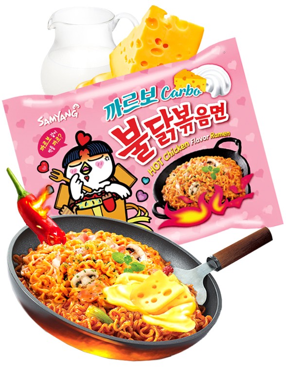 Fideos Ramen Coreano Salteado Wok Carbonara ULTRA HOT Chicken | Buldak | Bag
